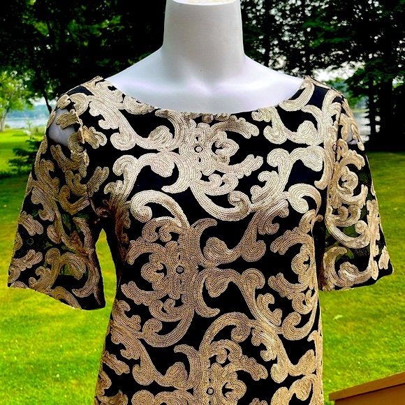 NWT The Limited sequin art-deco sheath dress 6 - Picture 3 of 12